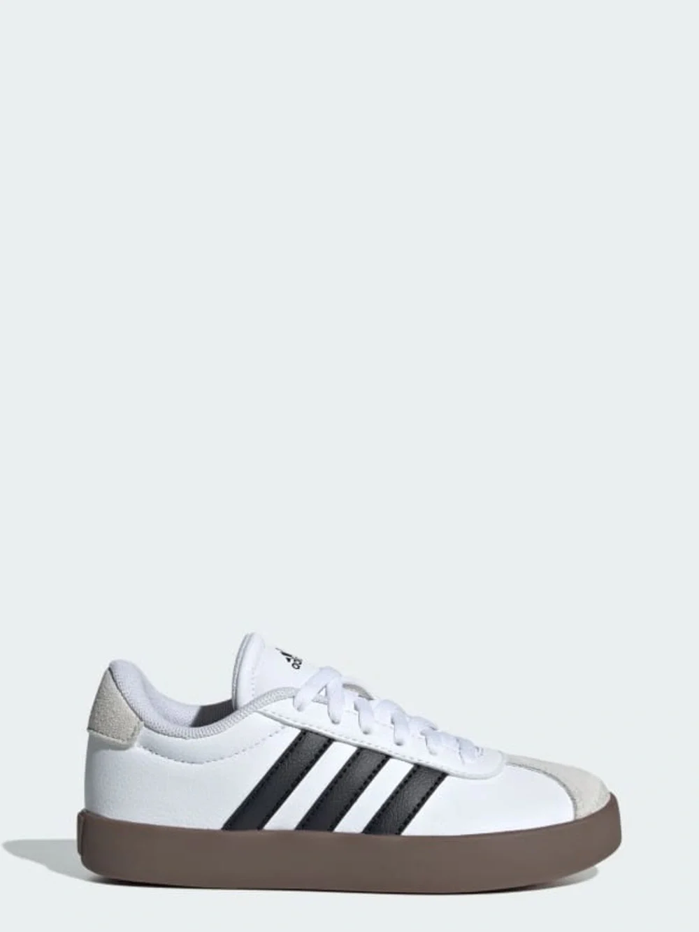 Adidas Kids VL Court 3.0 Sneakers White Black Gum Sole Leather Shoes Size 4